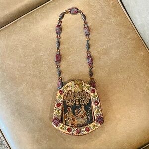 Mary Frances Gold And Multicolor Silk Embroidered & Beaded Shoulder Bag